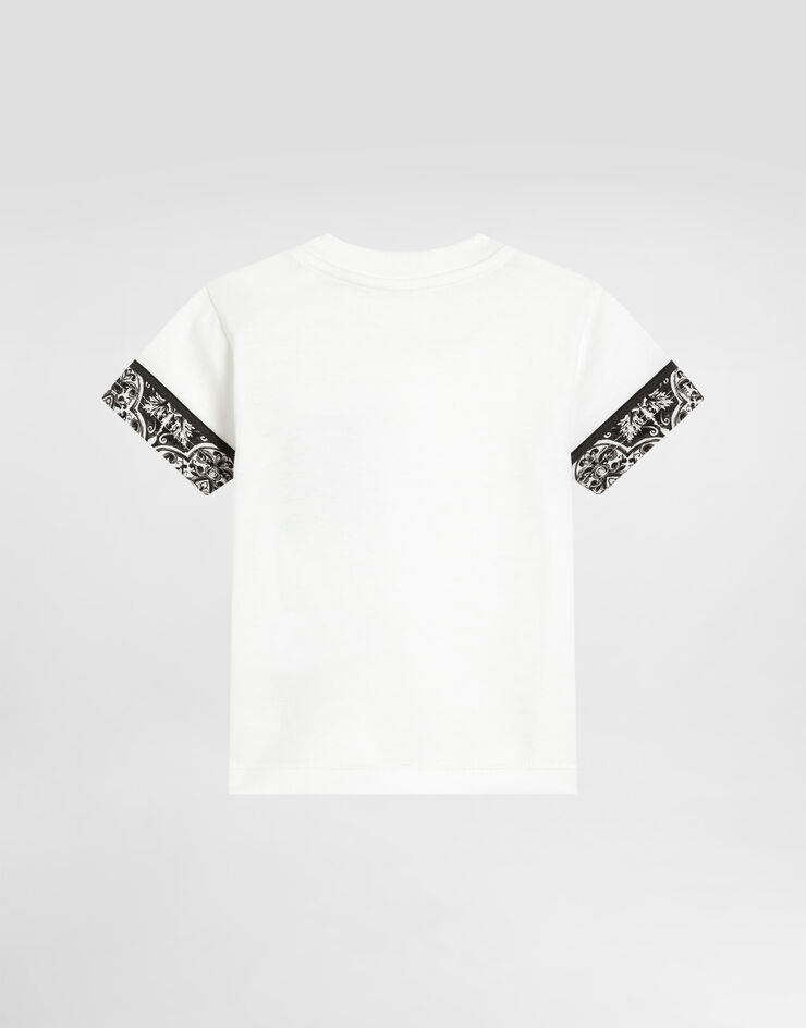 Dolce & Gabbana Camiseta de manga corta de punto con estampado de mayólica Multicolor L1JTITG7O9G