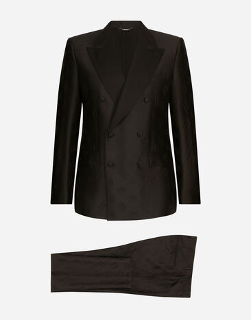 Dolce&Gabbana Двубортный костюм-смокинг Sicilia с узором DG Monogram черный GKOMMTHJMO3