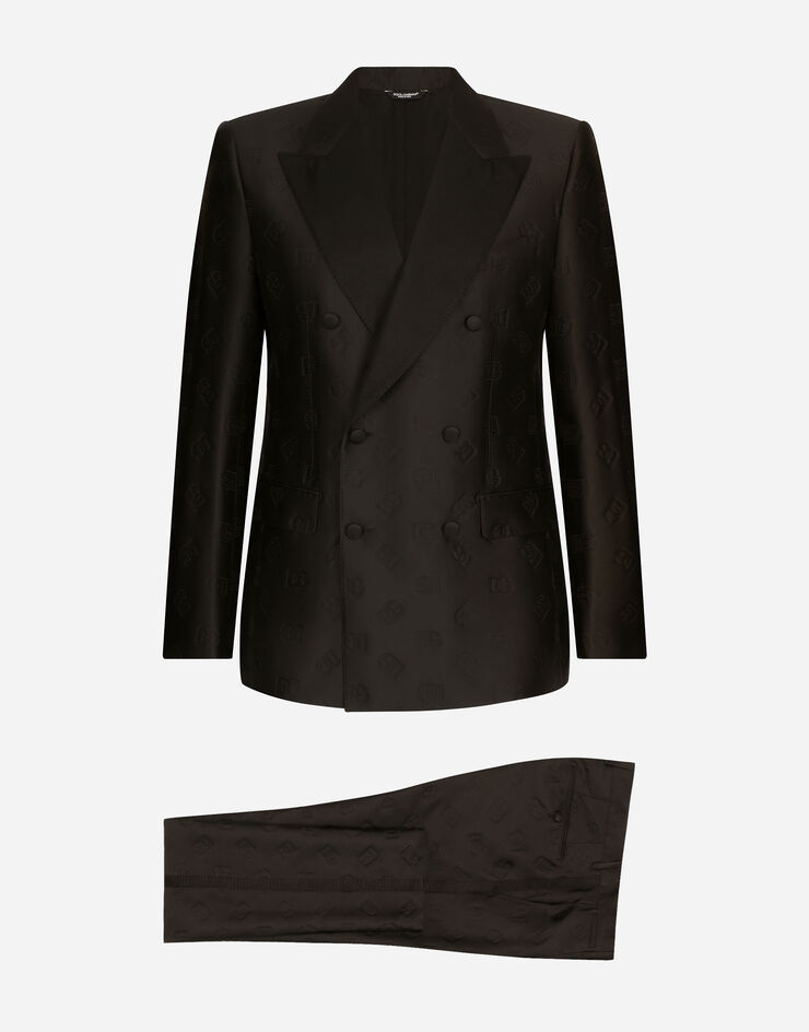 Dolce&Gabbana Esmoquin Sicilia de botonadura doble con monograma DG Noir GKOMMTHJMO3