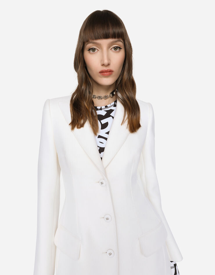Dolce & Gabbana Single-breasted wool and cashmere coat White F0Q41TFU3A1