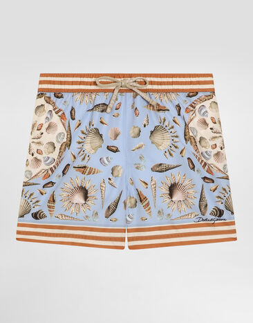 Dolce & Gabbana Medium boxer shorts in canvas with shells print Multicolor L1J850ON08L