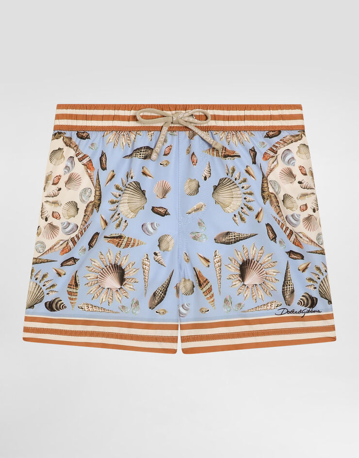 Dolce & Gabbana Medium boxer shorts in canvas with shells print Multicolor L1J850ON08L
