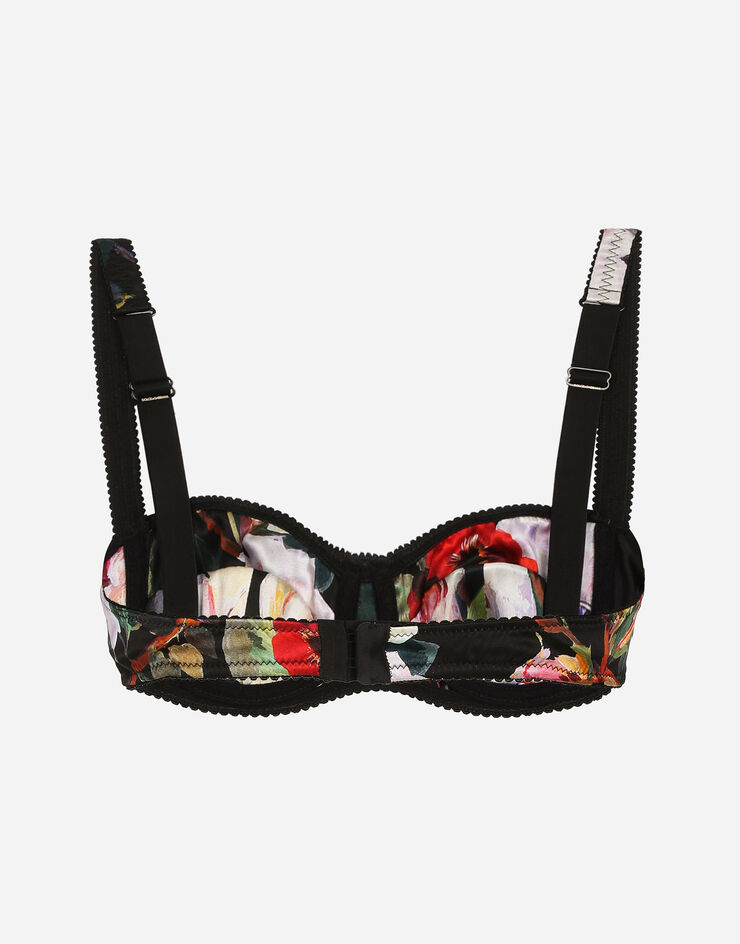 Dolce & Gabbana Satin balconette bra with rose garden print female Print