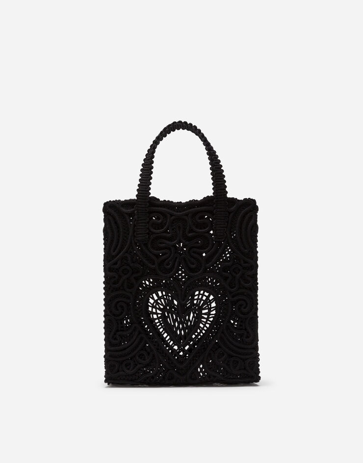 Dolce&Gabbana Shopper pequeño con bordado cordonetto Negro BB6926AW717