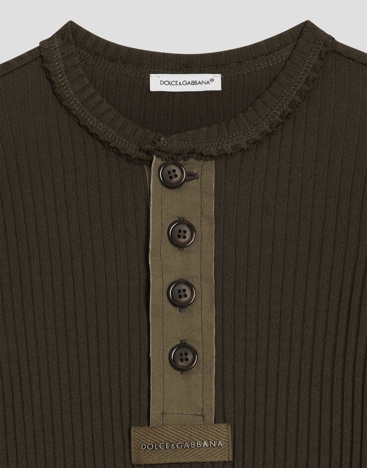 Dolce & Gabbana Ribbed jersey serafino shirt Grey L4JTJYHU7WR