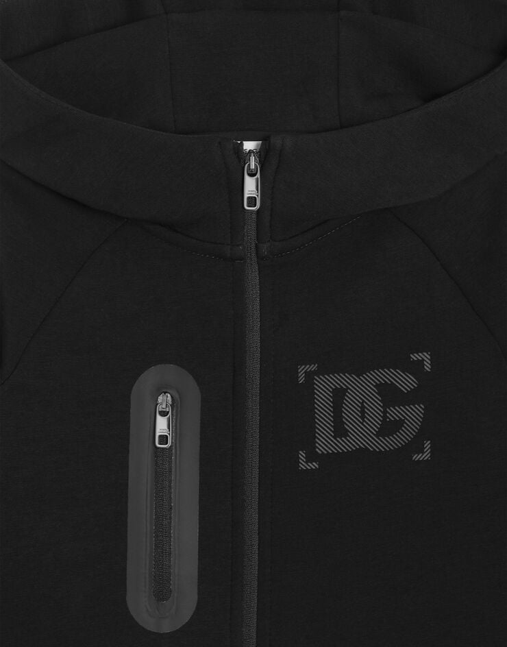 Dolce & Gabbana Sweatshirt mit Kapuze aus elastischem Tech-Fleece Black L4JWNHFUGUS