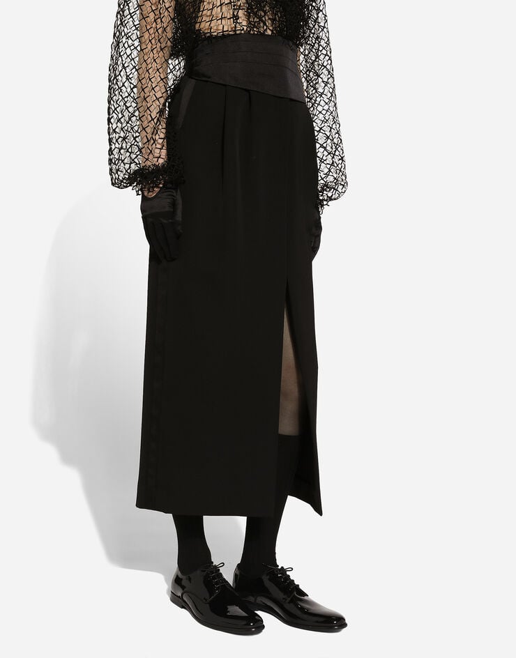 Dolce & Gabbana 羊毛华达呢礼服直筒中长半裙 黑 F4CZ8TFU21E