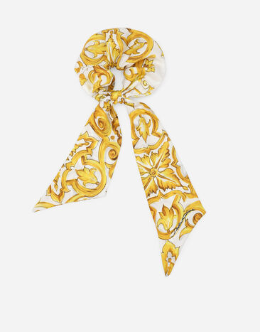Dolce & Gabbana ربطة شعر بوبلين بطبعة ماجوليكا صفراء مطبعة LB4H48G7E1J