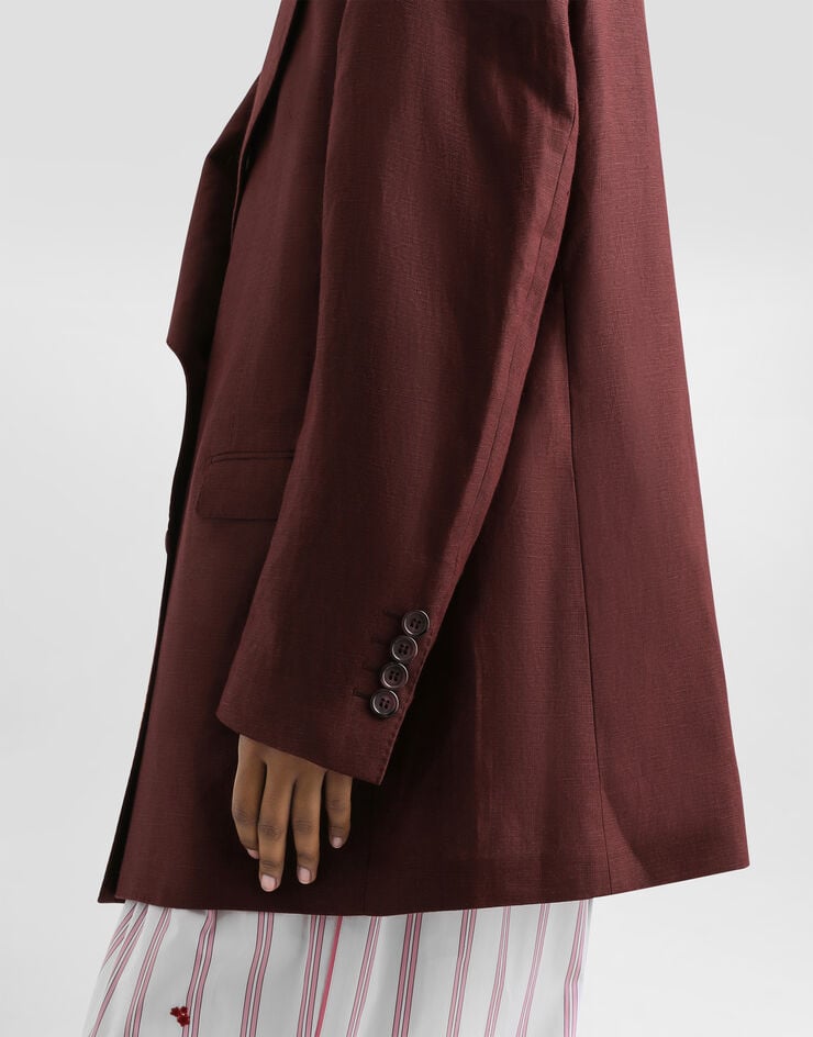 Dolce & Gabbana Double-breasted jacket in sartorial linen canvas Multicolor F29WBTFU4MC