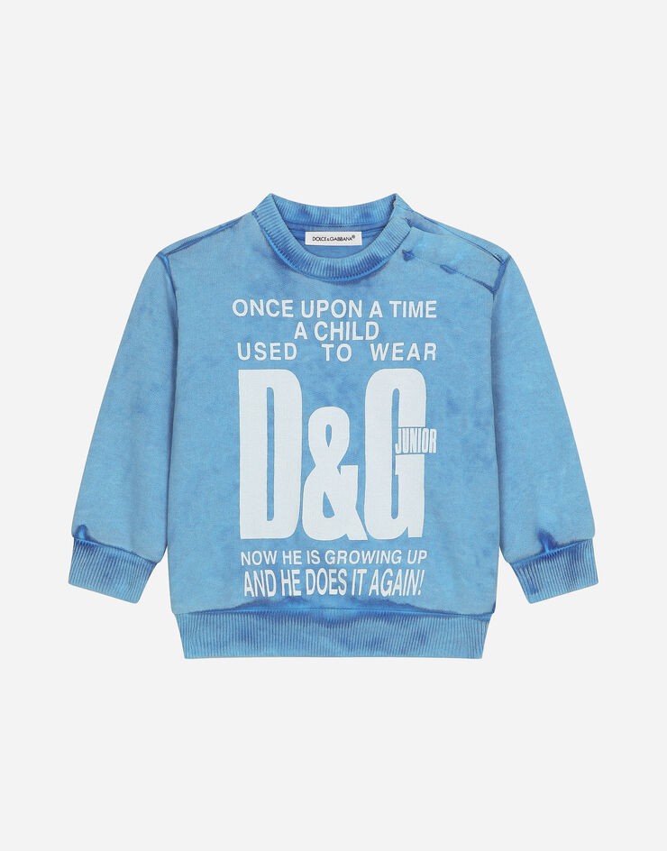 Dolce & Gabbana Felpa girocollo in jersey Azzurro L1JWDOG7L6O
