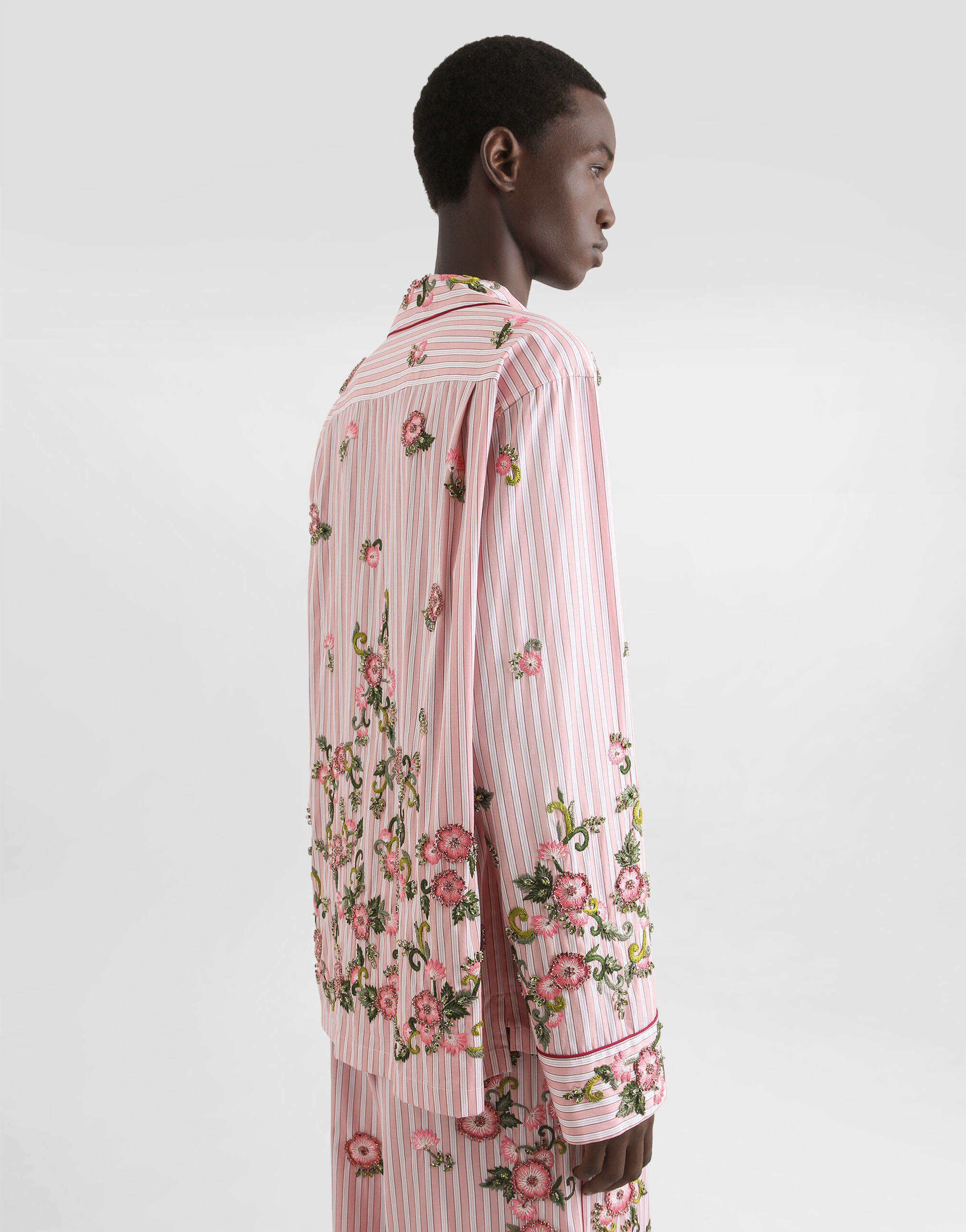 Cotton and silk vanity shirt with embroidery in Multicolor for Men