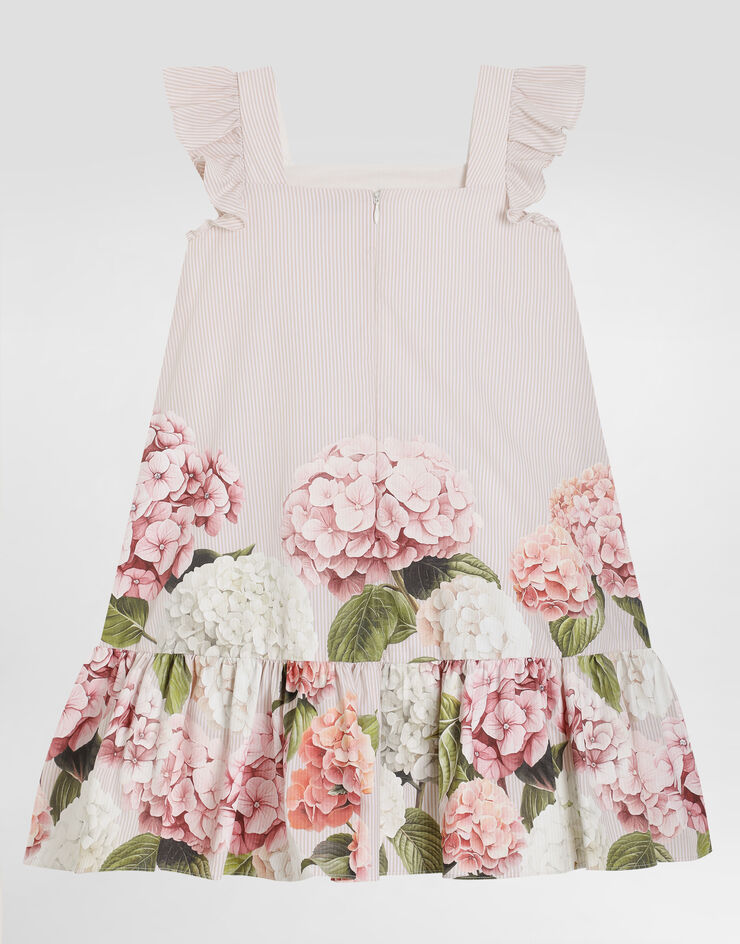 Dolce & Gabbana Hydrangea-print striped cotton canvas dress Multicolor L54DN6FI5NR