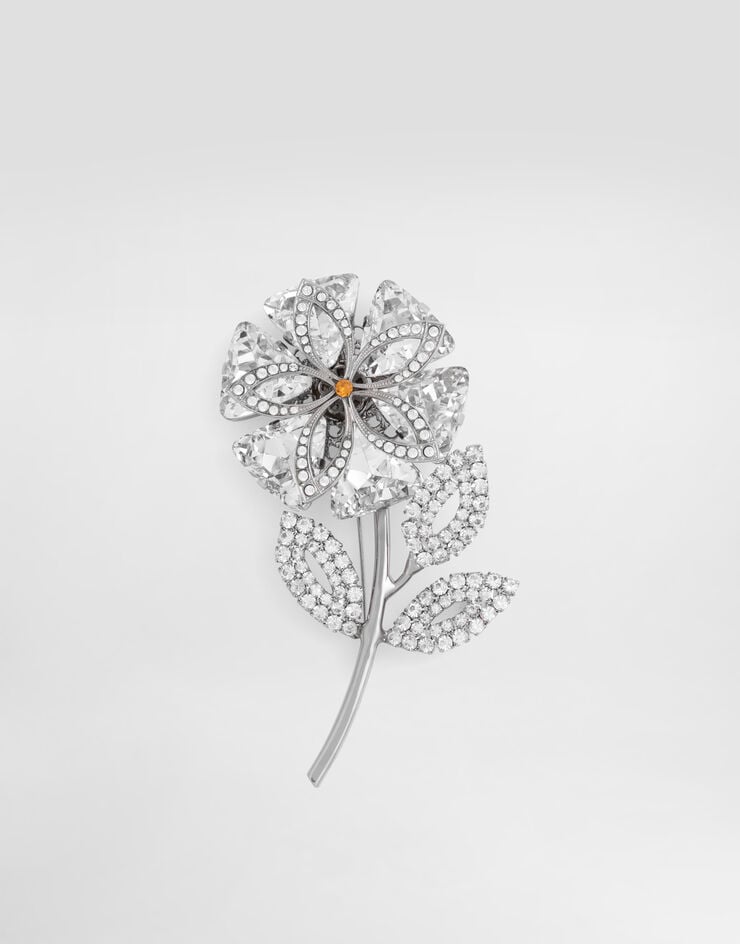 Dolce & Gabbana دبوس بروش زهرة كبير بأحجار راين Silver WPR7F4W1111