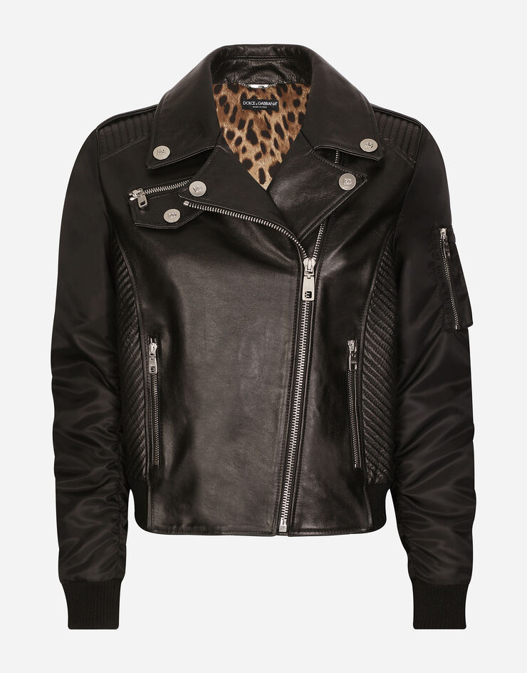 Dolce & Gabbana Leather biker jacket Black F9N18LHULPZ