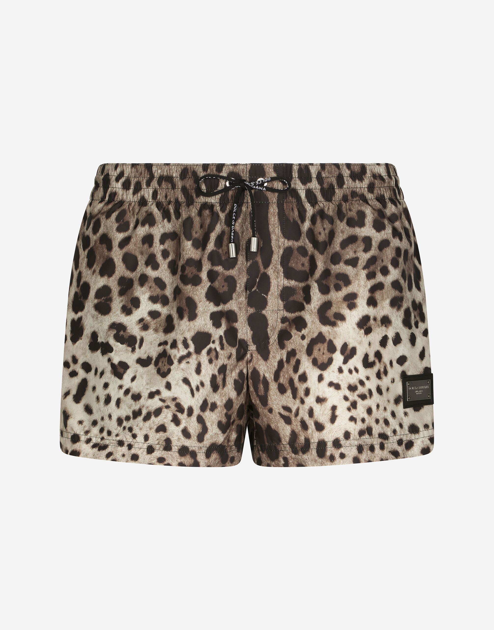 Dolce & Gabbana Short swim trunks with leopard print Print M4E68TISMF5