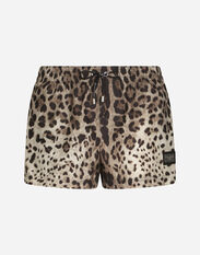 Dolce & Gabbana Short swim trunks with leopard print Animal Print M4E46TONO07