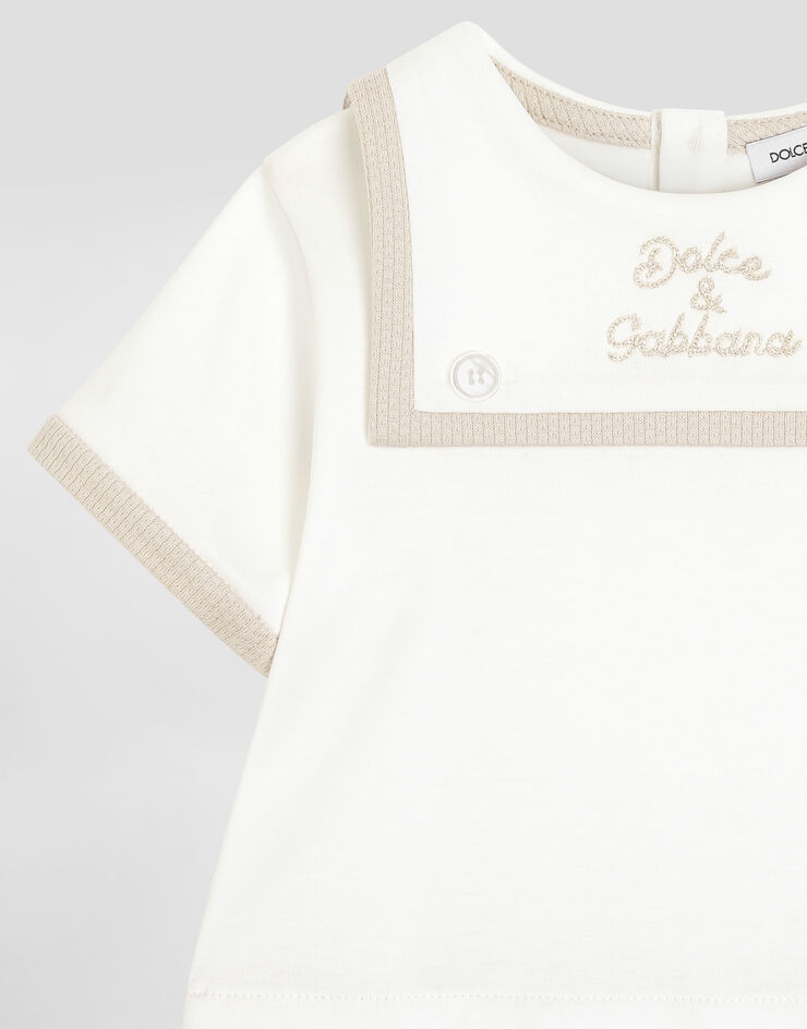 Dolce & Gabbana Interlock and piqué romper with embroidery Dolce & Gabbana Interlock and piqué romper with embroidery Multicolor L1JOCBG7PTA