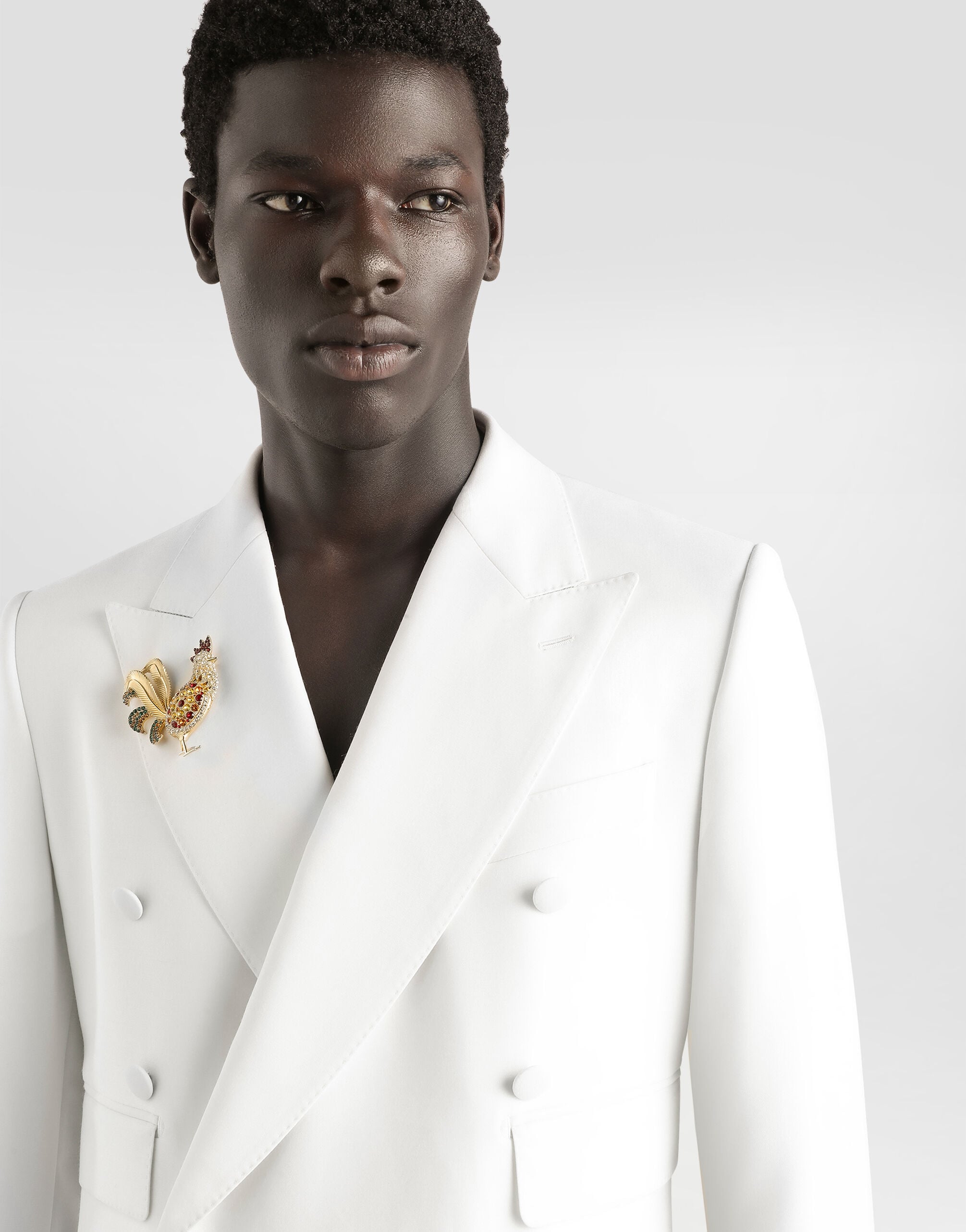 Double-breasted sicilia virgin wool jacket in White for Men
