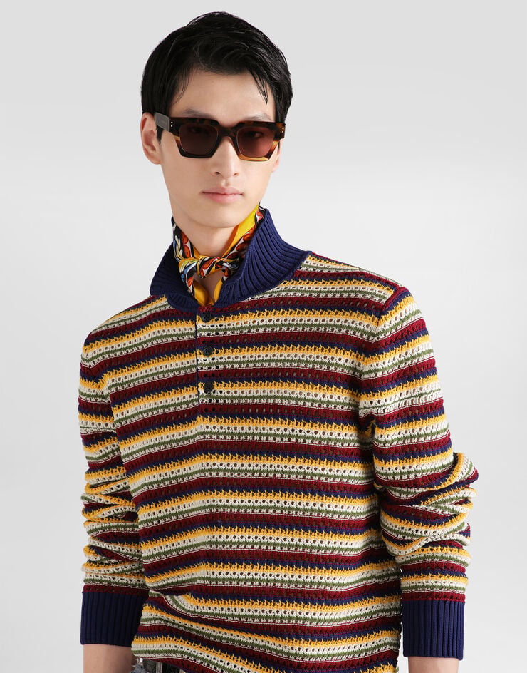 Dolce & Gabbana قميص بولو من قطن بخطوط Multicolor GXZ25ZJBCKO