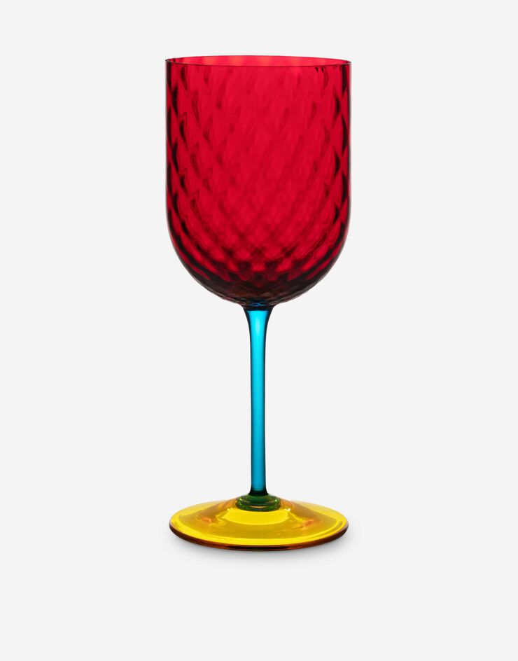 Dolce & Gabbana Hand-Blown Murano Red Wine Glass Multicolor TCB002TCA34