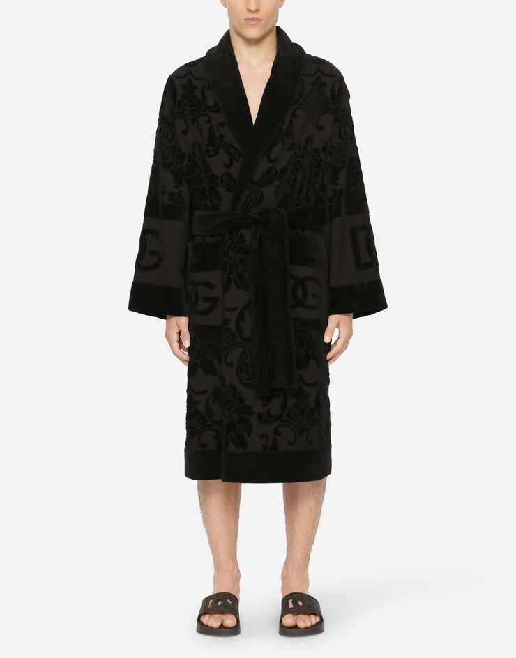 Dolce & Gabbana Bath Robe in Terry Cotton Jacquard Multicolor TCF009TCAGM