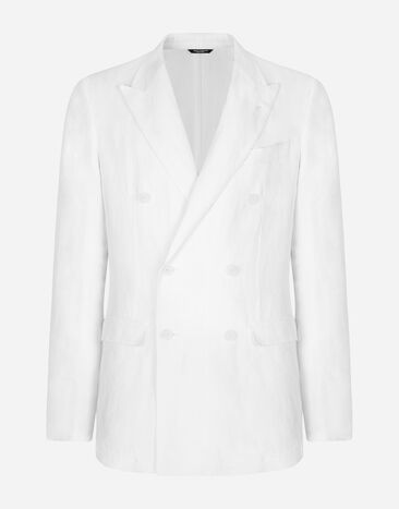 Dolce & Gabbana Chaqueta Taormina de botonadura doble en lino Blanco GKAHMTFUTBT