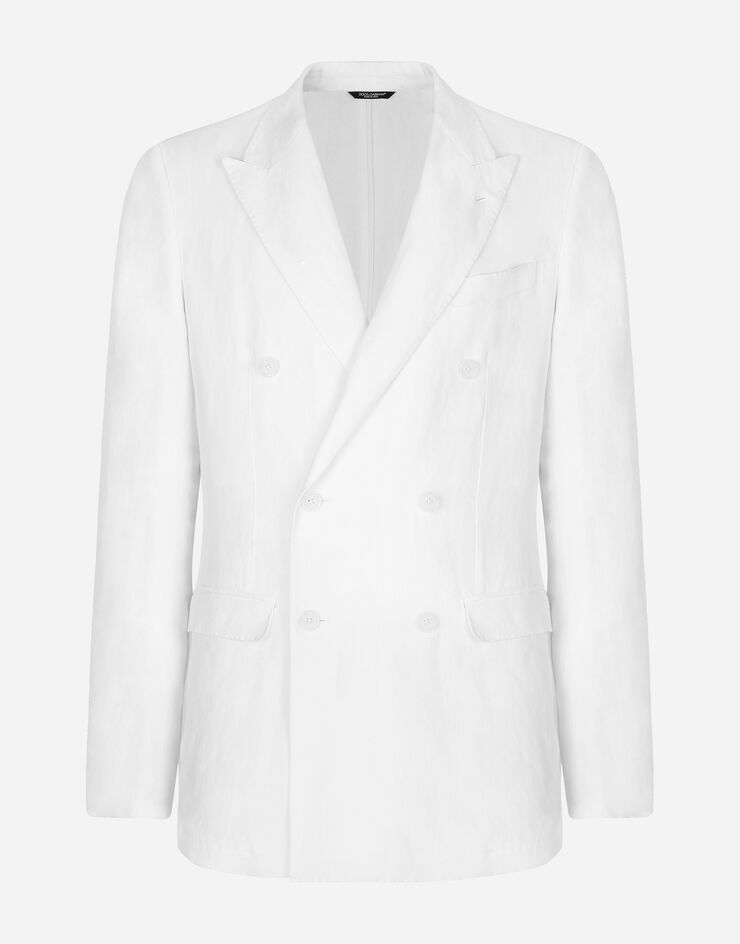 Dolce & Gabbana Chaqueta Taormina de botonadura doble en lino Blanco G2NW1TFU4DV