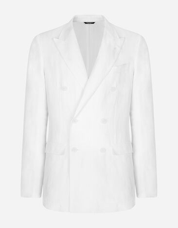 Dolce & Gabbana Double-breasted linen Taormina jacket White G2NW0TFUMJN