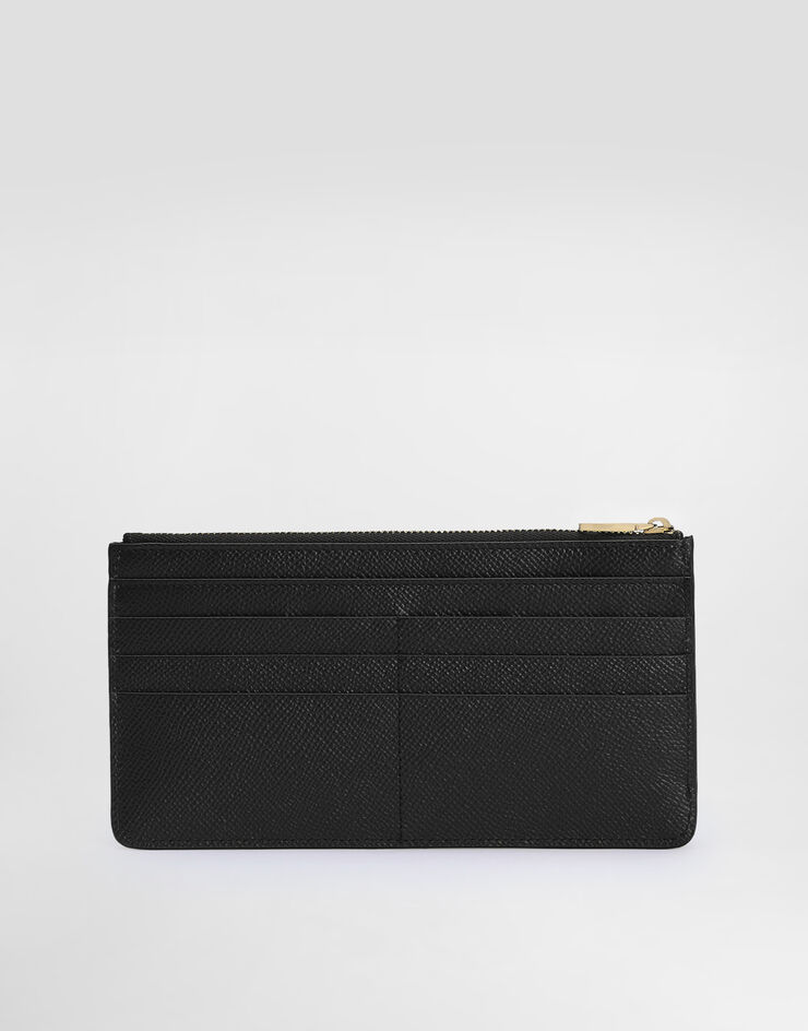 Dolce & Gabbana Large dauphine calfskin card holder with plate Black BI1265A1001