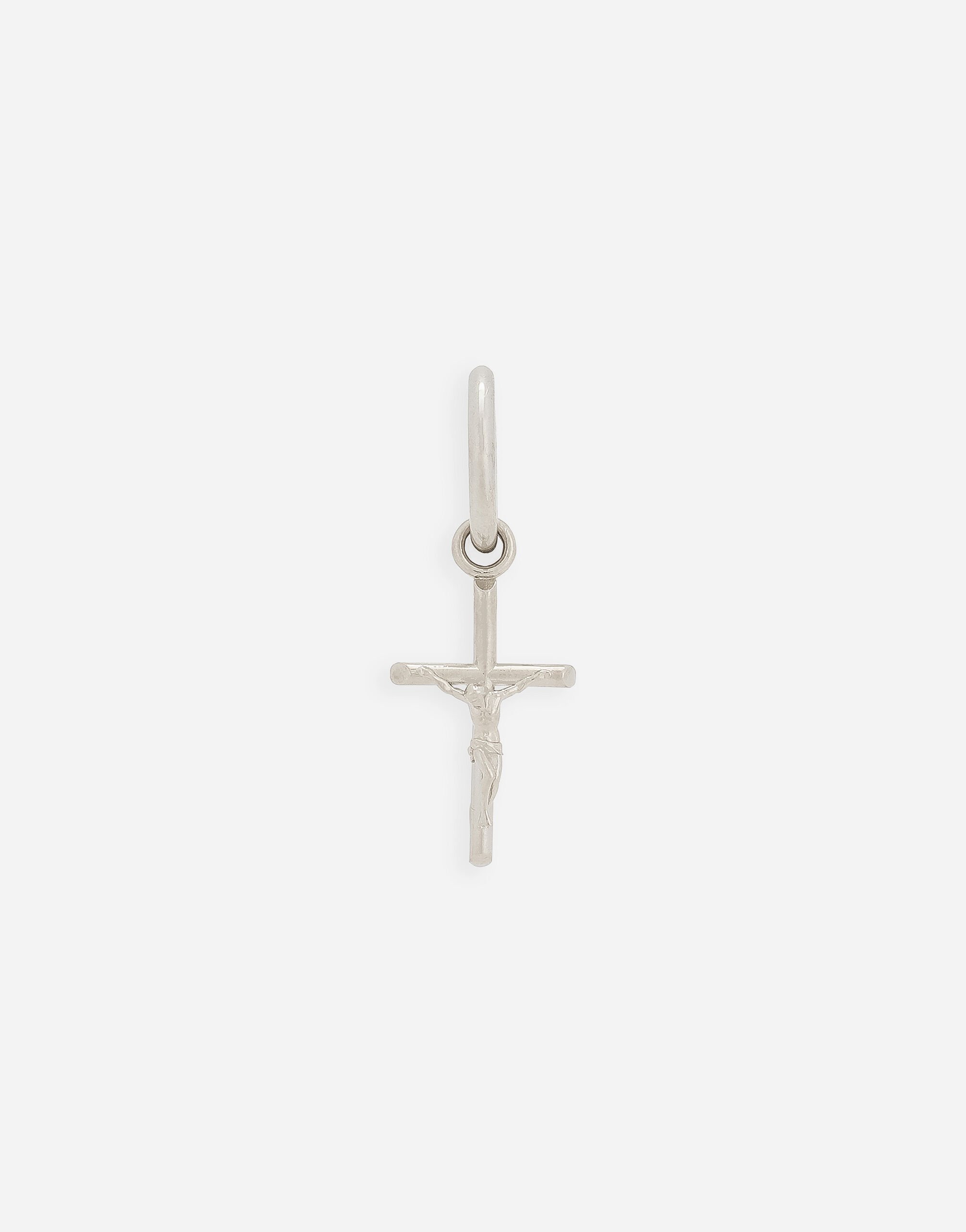 Dolce & Gabbana Single Creole earring with cross pendant Silver WNQ3S3W1111
