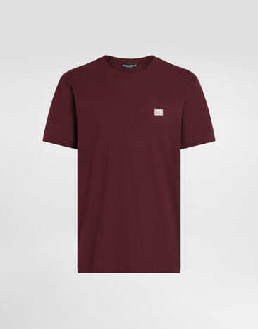Dolce & Gabbana Camiseta de algodón con placa Burdeos G8RN8TG7N7A