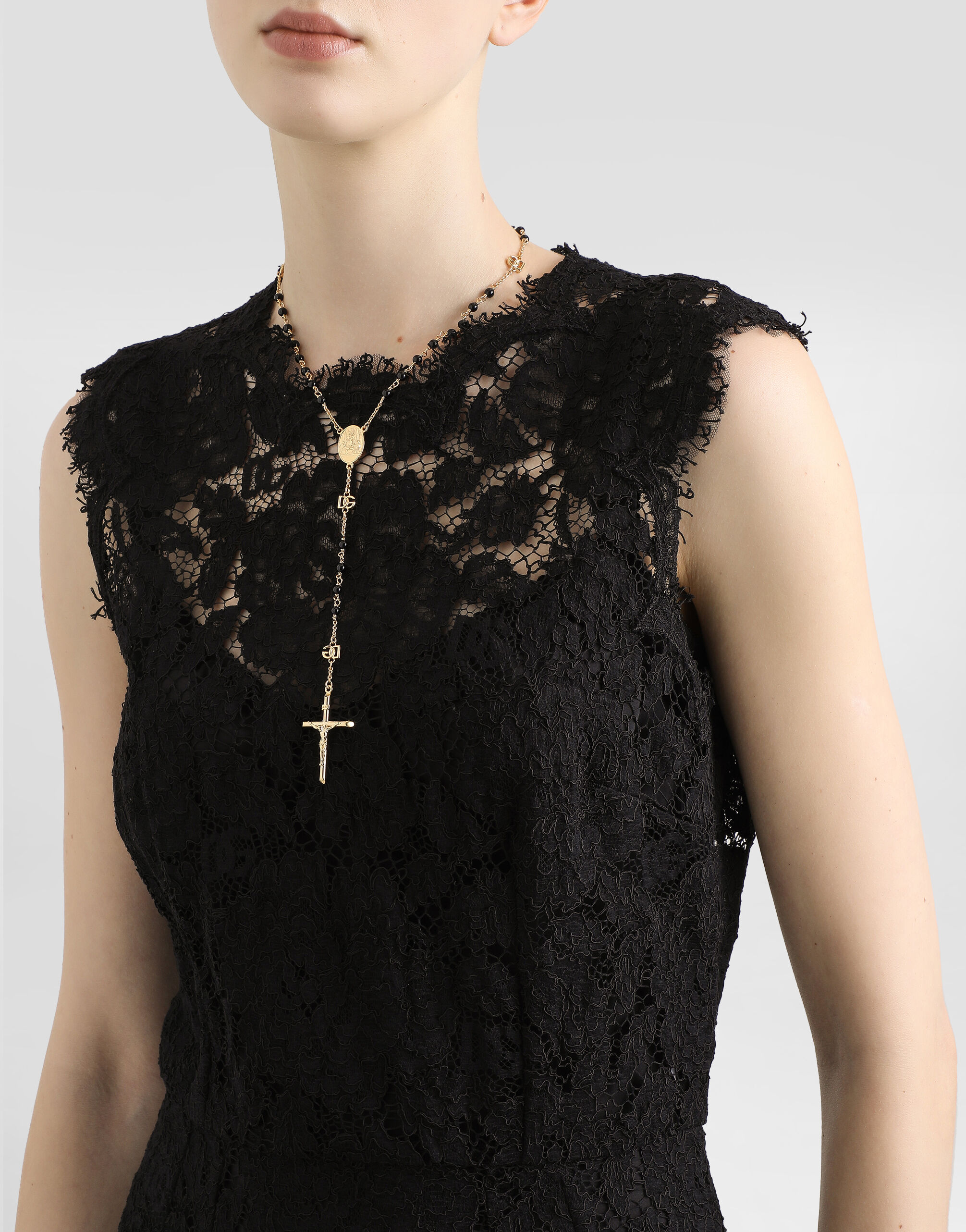 DOLCE & GABBANA rosario necklace ロザリオ Rosary necklace with natural gemstones in Silver for Men