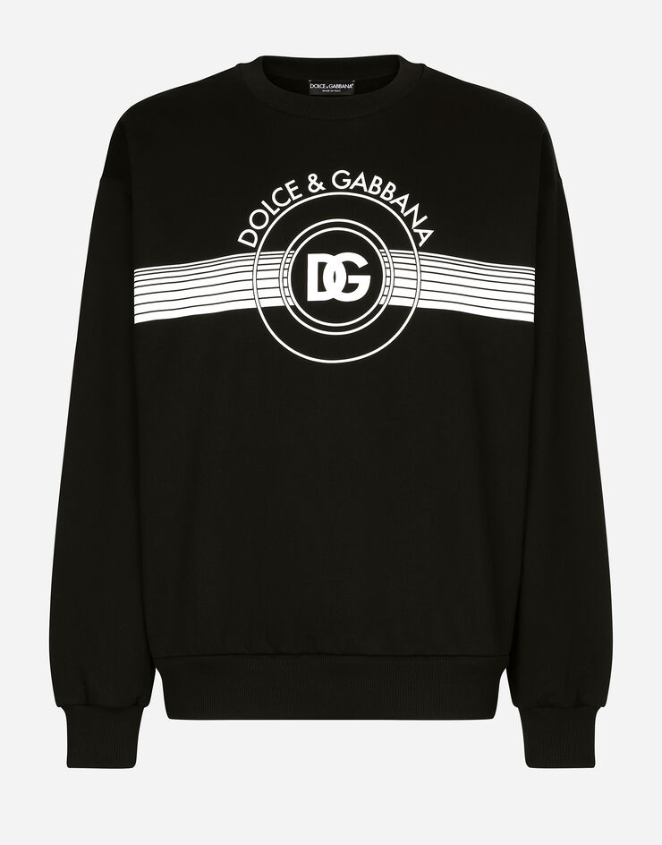 Dolce&Gabbana Felpa in jersey stampa logo DG Nero G9AHSTG7J6C