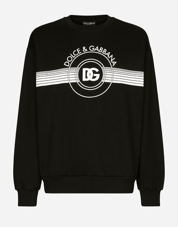 Dolce & Gabbana Felpa in jersey stampa logo DG Nero G9ZU0ZG7K4P