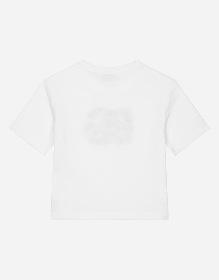 Dolce & Gabbana T-Shirt aus Jersey DG-Print Blumen Weiss L5JTKTG7M8C