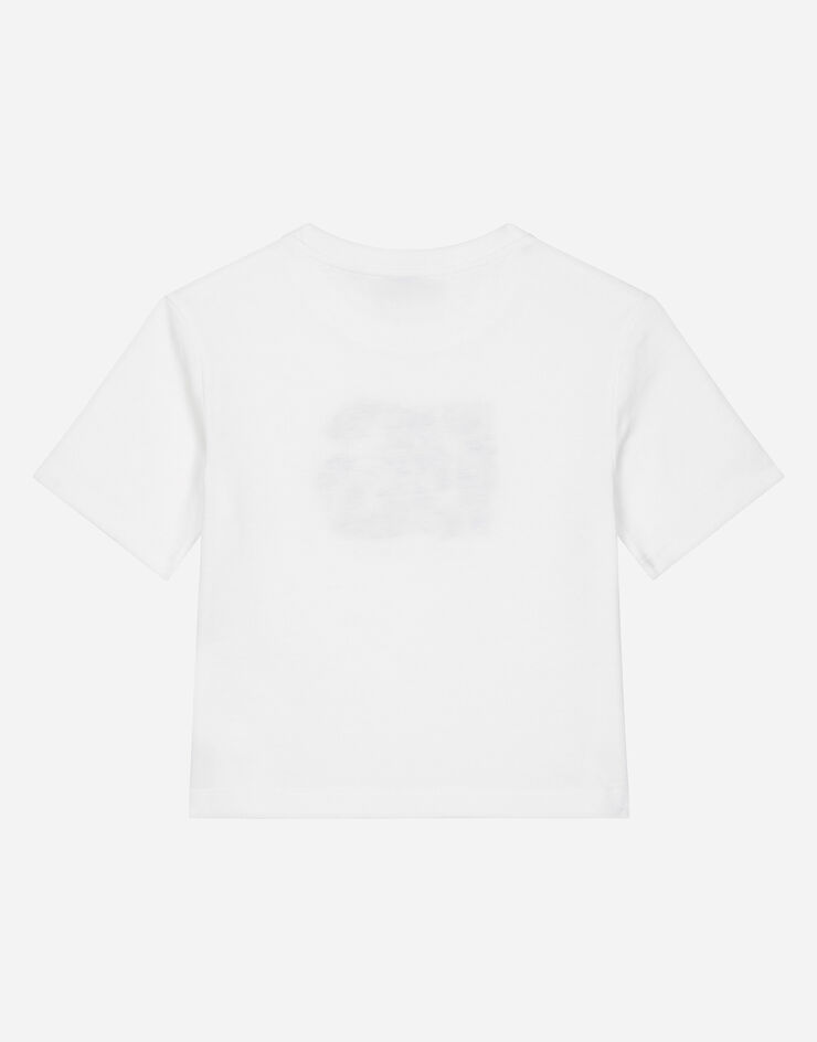 Dolce & Gabbana T-shirt in jersey stampa DG fiori Bianco L5JTKTG7M8C