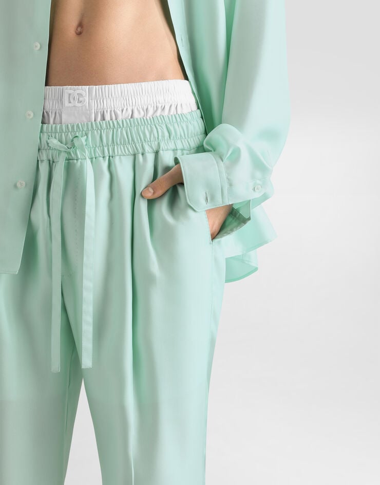 Dolce & Gabbana Silk twill jogging trousers Azure GP077ZFU1XB