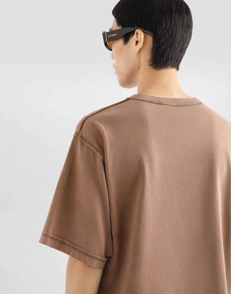 Dolce & Gabbana Cotton t-shirt with print Brown G8RI4TG7P1O