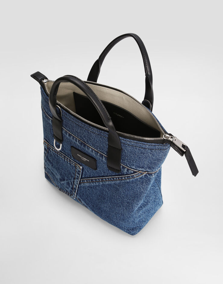 Dolce & Gabbana Small patchwork denim shopper Blue BM2384AQ760
