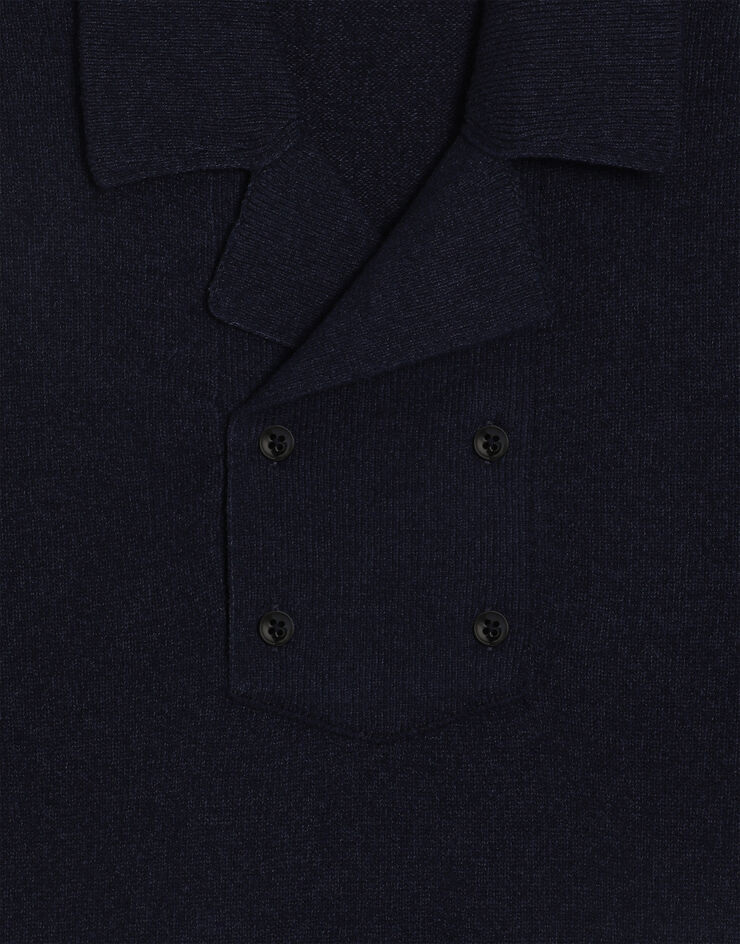 Dolce & Gabbana قميص بولو من مزيج قطن وكتان Blue GXZB1ZJGMGX