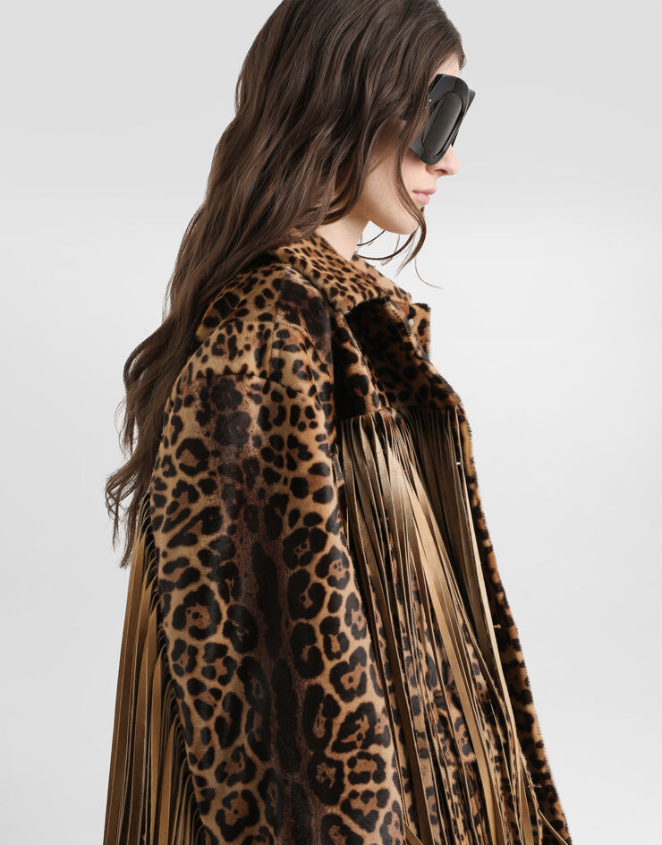 Dolce & Gabbana Leopard-print fringed jacket Multicolor F9T45LHULXR