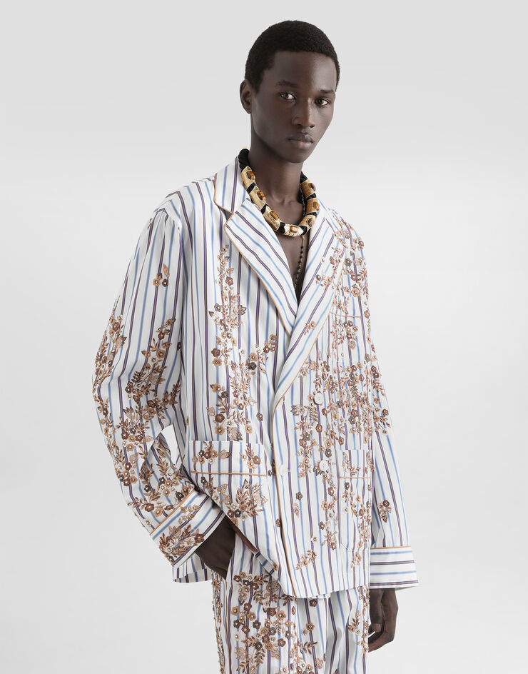 Dolce & Gabbana Vanity robe with embroidery Multicolor G2WH1ZGK203