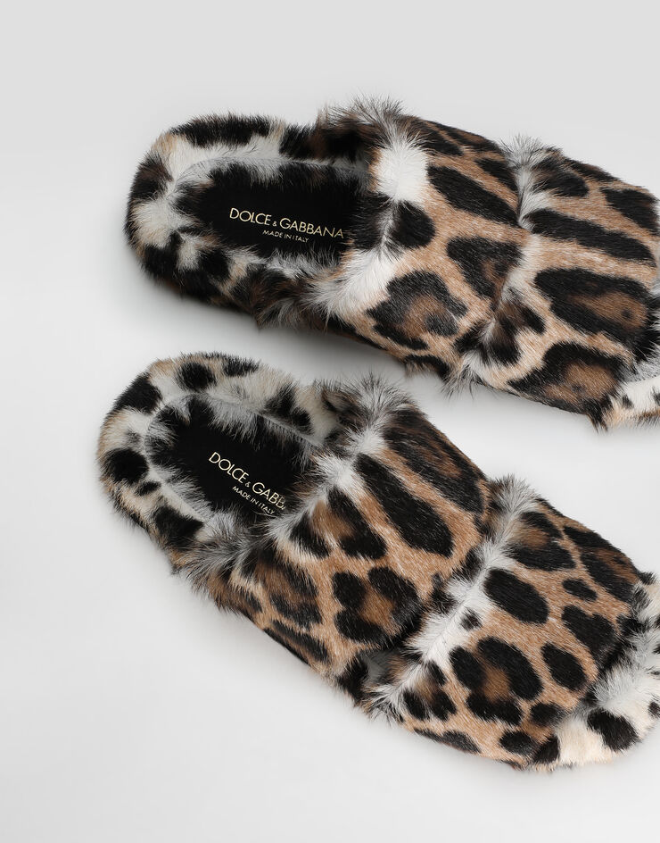 Dolce & Gabbana Leo kid leather slides Print CQ0712A0081