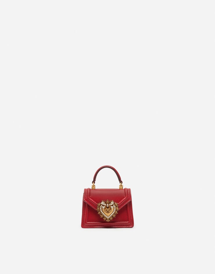 Dolce & Gabbana Devotion micro bag in plain calfskin Red BI1400AV893