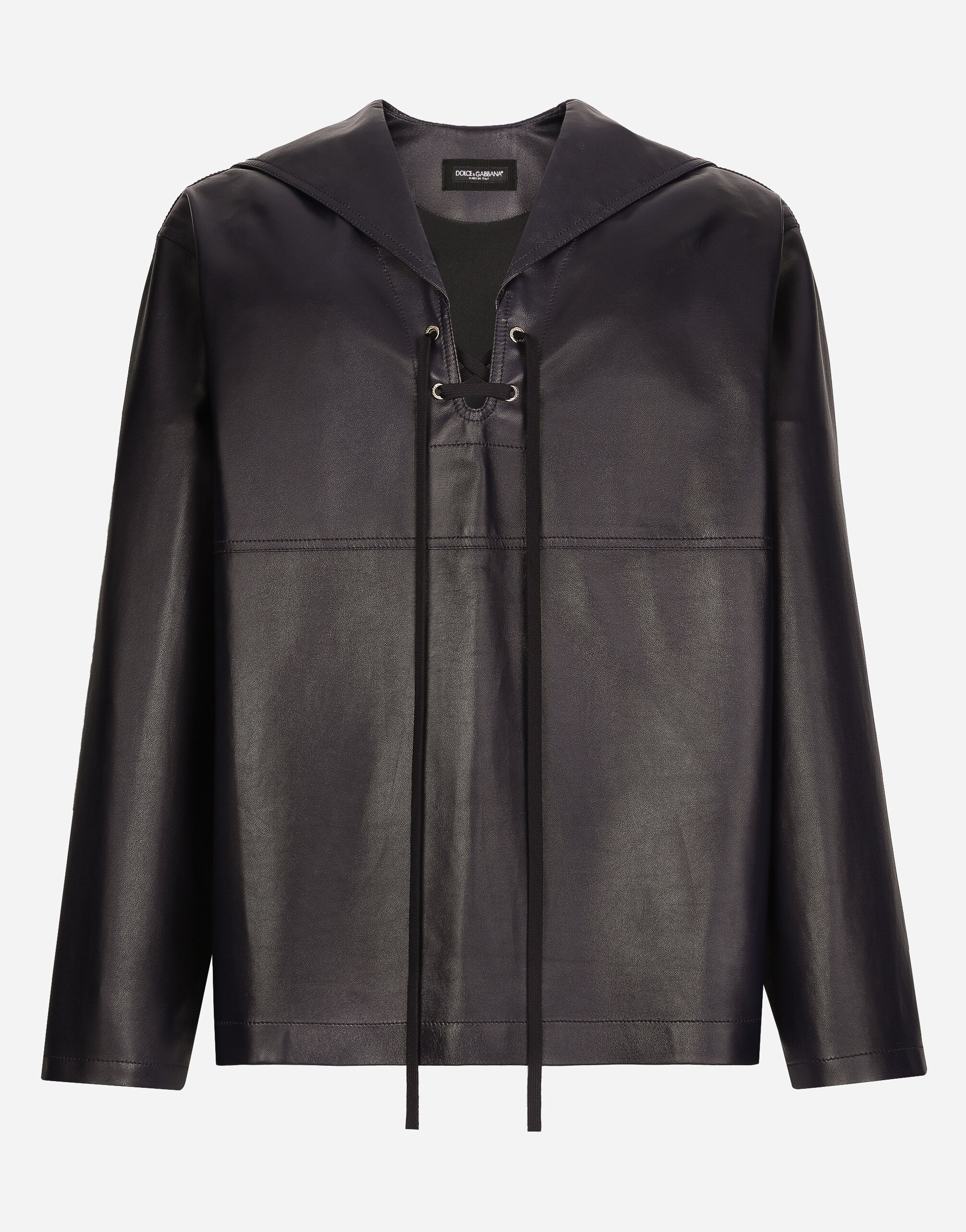 Blouse en cuir avec cape style marin en Bleu pour homme