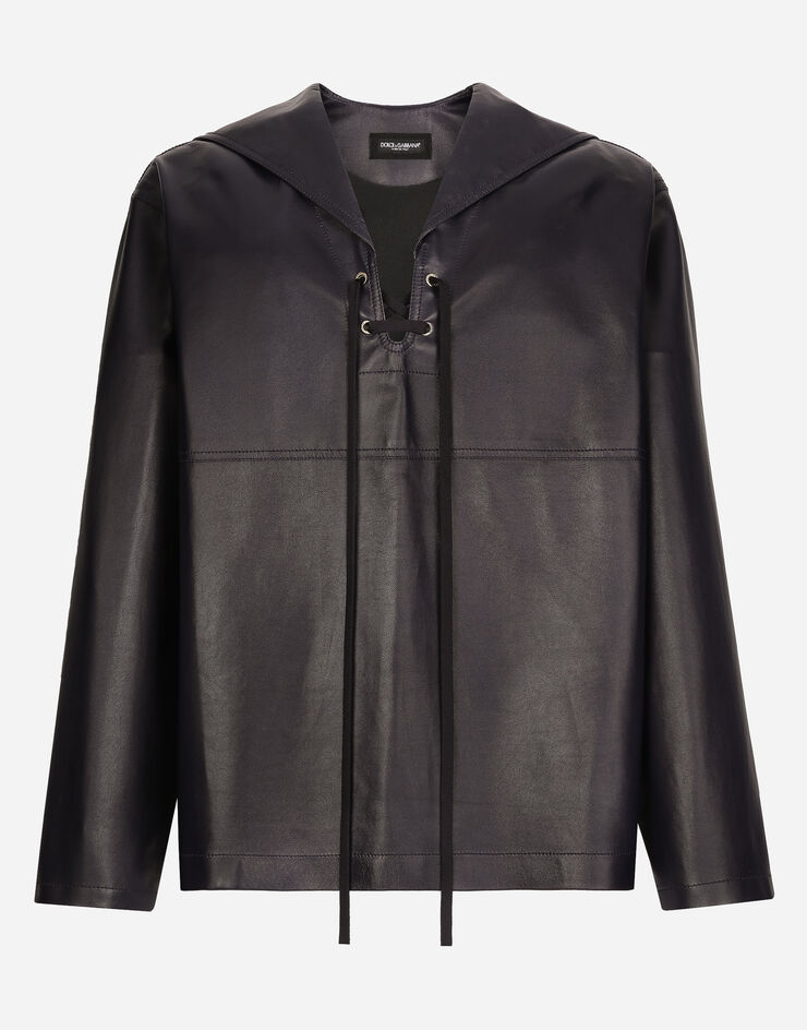 Dolce & Gabbana Leather blouse with sailor-style cape 블루 G5LI5LHULT5