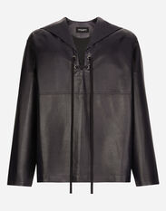 Dolce & Gabbana Leather blouse with sailor-style cape Blue G5LI5LHULT5