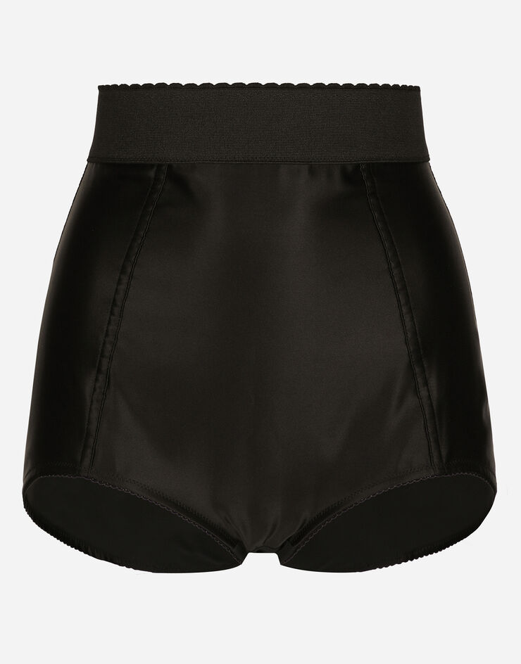 Dolce & Gabbana Culotte en satin de soie avec élastique en marquisette Noir FTAG1TGDCMX