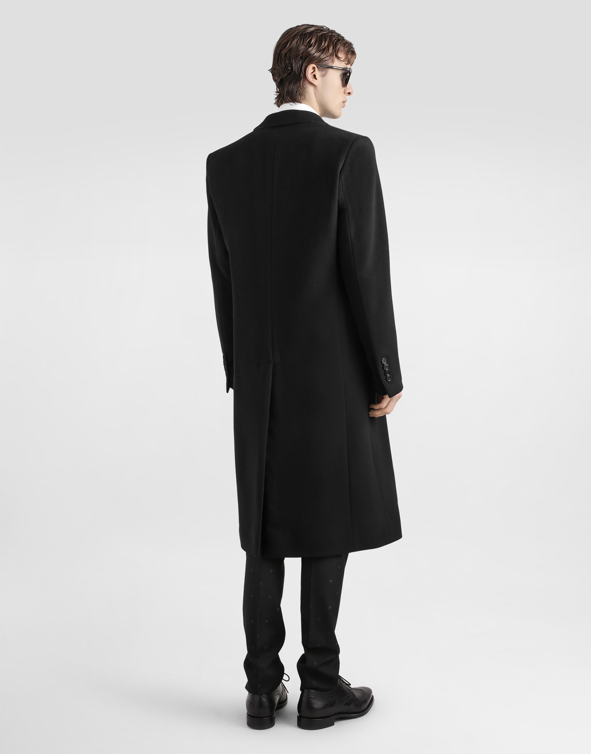 Blackのメンズ カシミヤ ウール ダブルブレスト コート | Dolce&Gabbana®