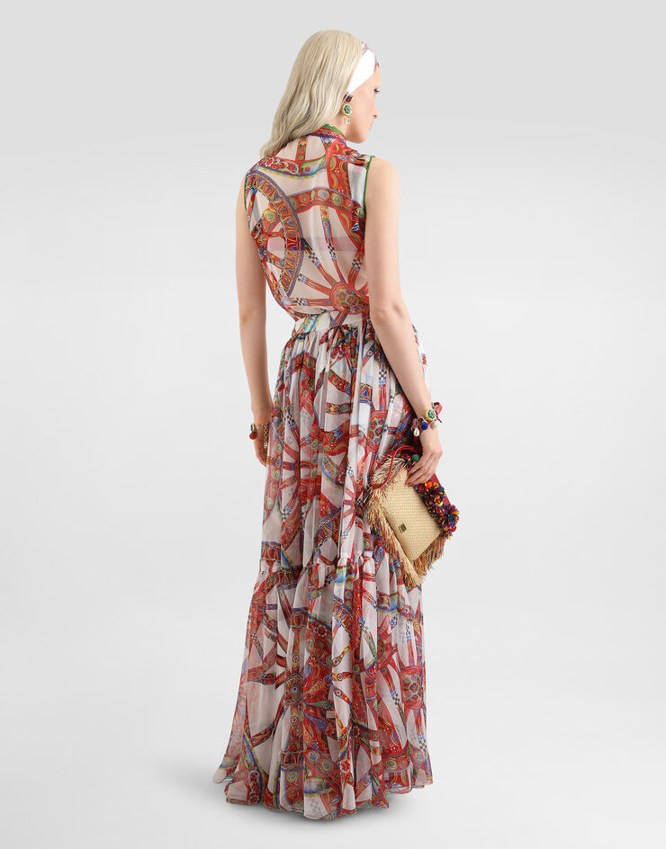 Dolce & Gabbana Carretto-print long chiffon skirt Multicolor F4DDRTIS13V
